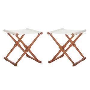 NWT Safavieh 2-Piece Breanne Stool Set Natural Beige